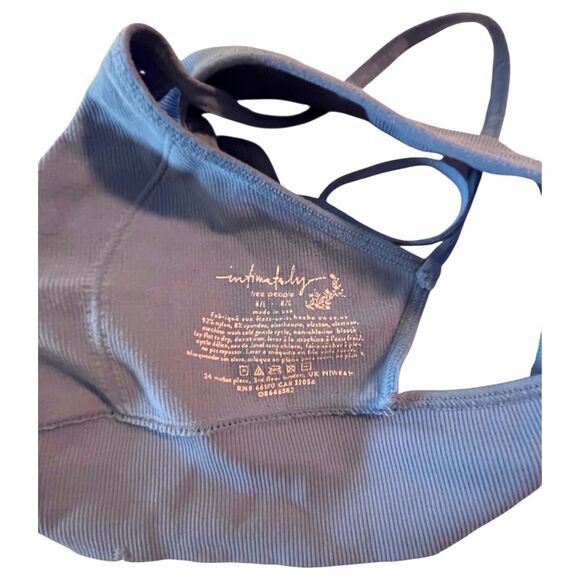 Intimately Free People Womens Baby Blue Ribbed Bralette Spaghetti Strap Size M/L - Picture 6 of 7